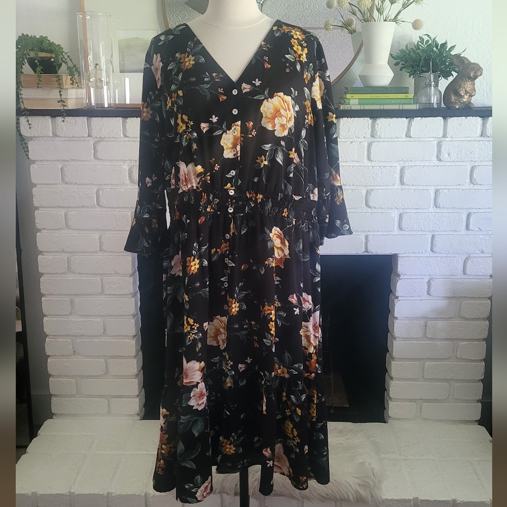 Floral Black Dress